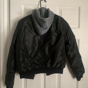 Black hooded jacket